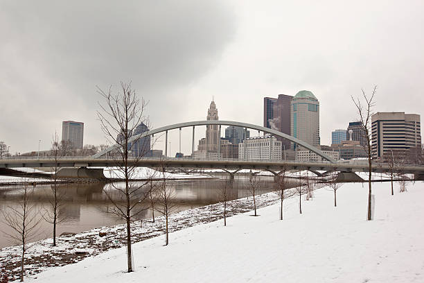 Winter scene in Columbus, Ohio stock photo