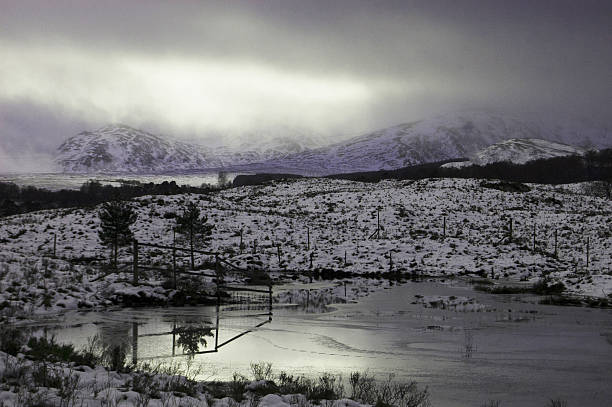 Winter scenery in Scottish Highlands stock photo