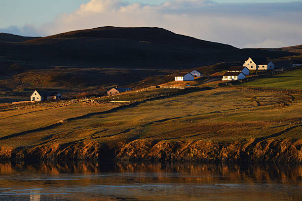 Winter scenery on Shetland Islands stock photo