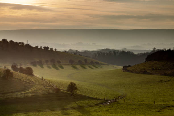 A Winter Sussex Landscape on a January Afternoon stock photo