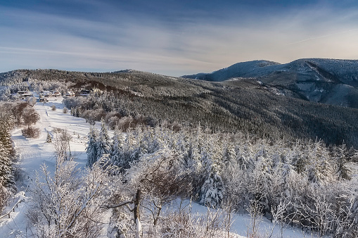 Winter view of Pustevny-Radhost from Czech Republic