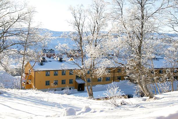 Winter village stock photo