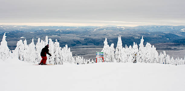 Winter wonderland ski resort and spa stock photo