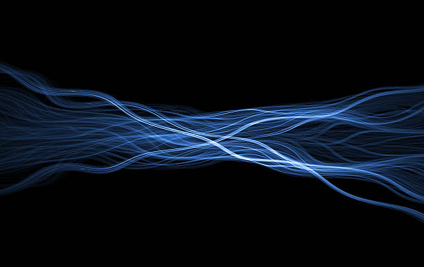 Wispy blue glowing flame fractal stock photo