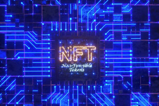 NFT with cpu circuit board stock photo