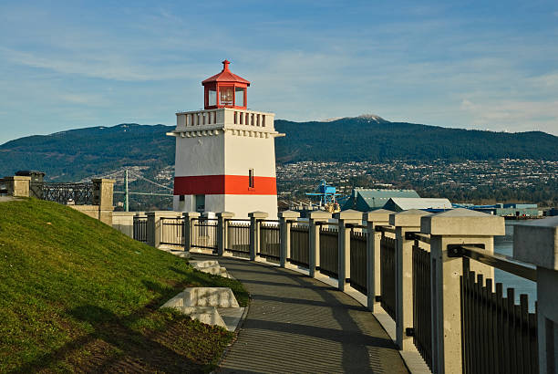 Brockton Point Lighthouse With the advent of radar, GPS and other advanced navigation tools, lighthouses no longer need to perform the same function they once did; guiding ships to safety. Instead they have been preserved as historic monuments; reminding us of a time when shipping and sailing were more perilous activities. The Brockton Point Lighthouse is located at Stanley Park in Vancouver, British Columbia, Canada. jeff goulden historic stock pictures, royalty-free photos & images