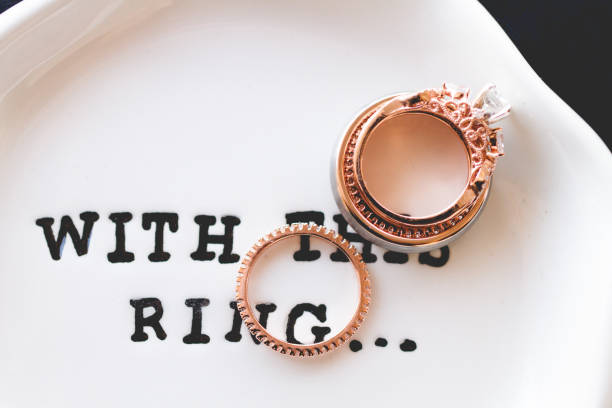 With this ring  rose gold wedding band stock pictures, royalty-free photos & images