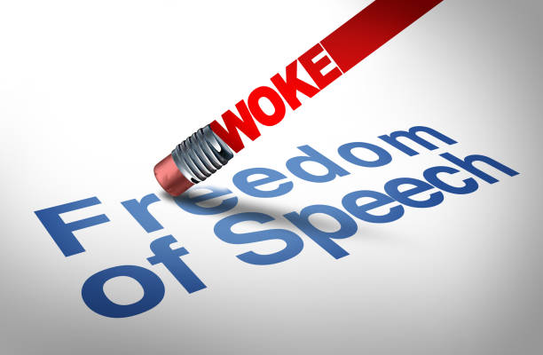 woke and restrictions on freedom of speech - cancelcultuur stockfoto's en -beelden