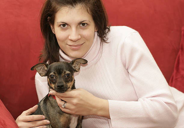 Woman and her Dog stock photo