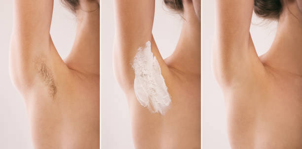 Woman armpit. Hairy. Before and after.  shaved armpits stock pictures, royalty-free photos & images
