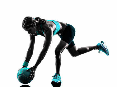 Woman Pilates Fitness Swiss Ball Exercises Silhouette Isolated Stock Photo - Image of sports 