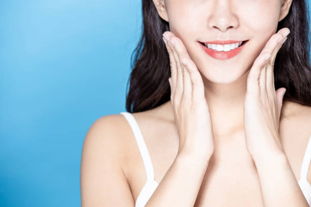 woman has healthy teeth close up of asian beauty woman has healthy teeth and smile to you human jaw bone stock pictures, royalty-free photos & images