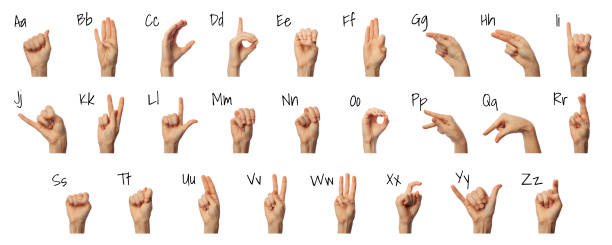 Woman showing ASL alphabet on white background. Sign language concept Woman showing ASL alphabet on white background. Sign language concept sign language stock pictures, royalty-free photos & images