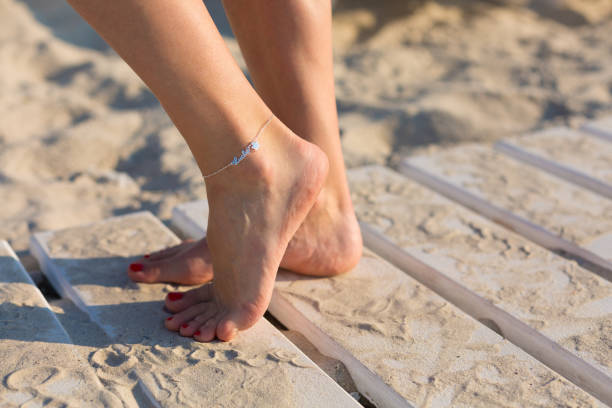 Woman wearing an anklet stock photo