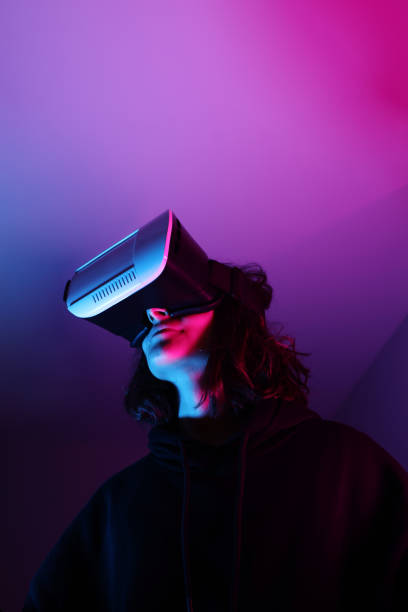 Woman wearing VR Glasses s stock photo
