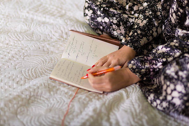 Woman with a diary stock photo