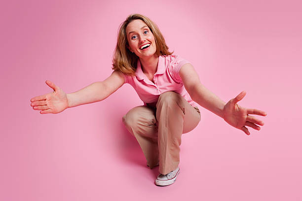 Woman with open arms stock photo