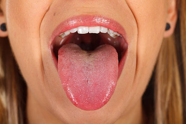 Woman's tongue Close up picture of a woman's tongue healthy tongue stock pictures, royalty-free photos & images