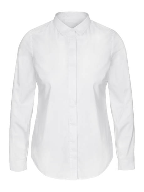 Womans white business shirt on invisible mannequin isolated on white Womans white business shirt on invisible mannequin isolated on white blouse stock pictures, royalty-free photos & images