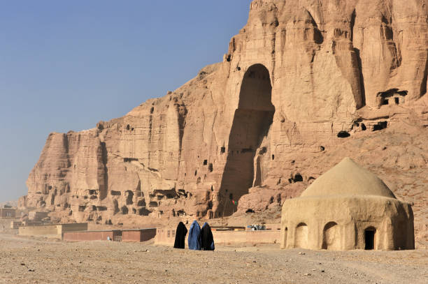 Women in burka, Bamyan, Afghanistan stock photo