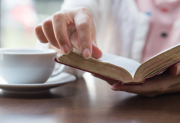 Women reading the Holy Bible,Reading a book. stock photo