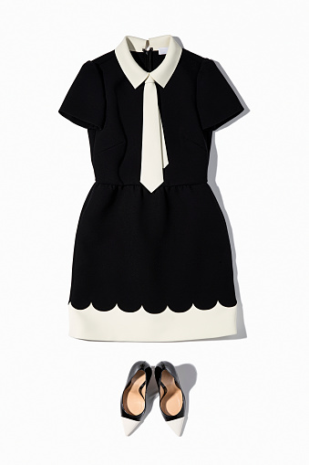 Womens Black And White Dress With High Heels Shoes Stock Photo - Download Image Now - iStock