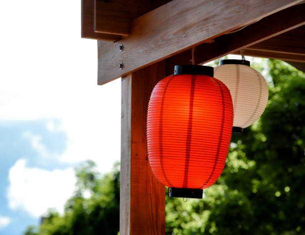 Wood and Lanterns stock photo