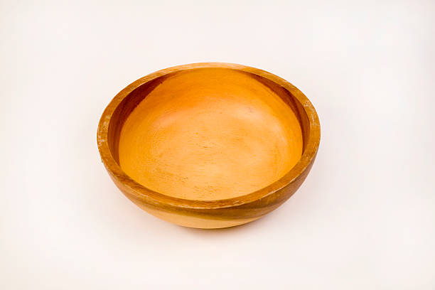 wood bowl with white background stock photo