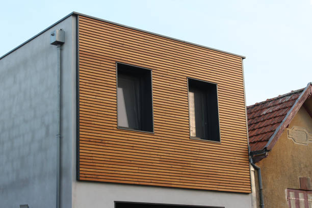 Wood cladding Wood house cladding external wall covering stock pictures, royalty-free photos & images