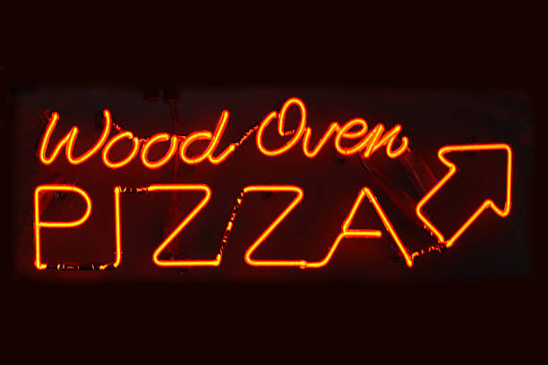 Wood Oven Pizza sign stock photo