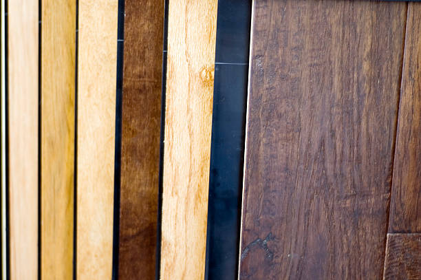 Wood Samples 1 Sample rack of wood flooring. theishkid stock pictures, royalty-free photos & images