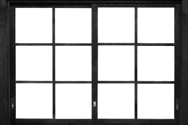 wood window Black wood window frame isolated on white background window frame stock pictures, royalty-free photos & images