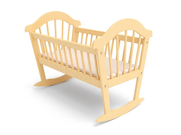 wooden baby crib - cradle to cradle stockfoto's en -beelden