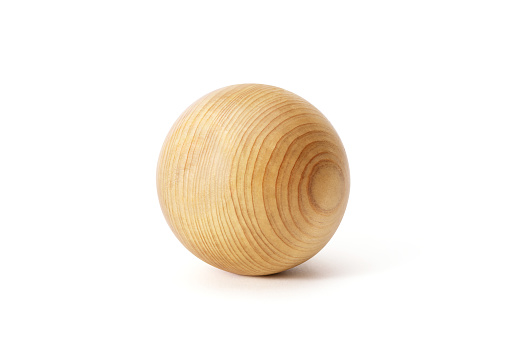 Wooden ball with clipping path.Wooden medical ball