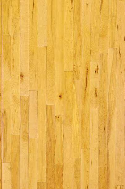 Wooden Basketball Floor Shot Overhead at Vertical stock photo