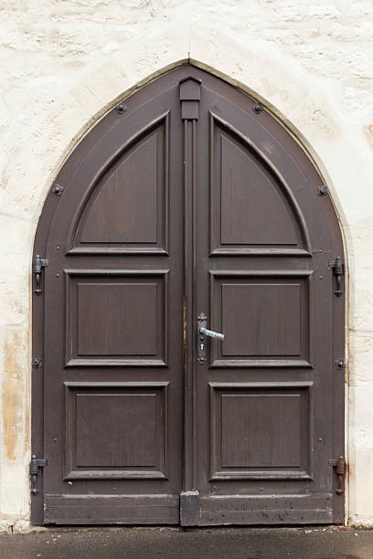 Wooden Church Door stock photo