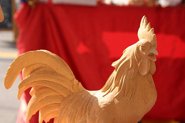 Wooden cock figure stock photo