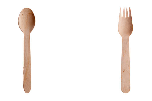 Wooden cutlery stock photo