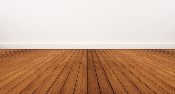 Wooden floor and white wall