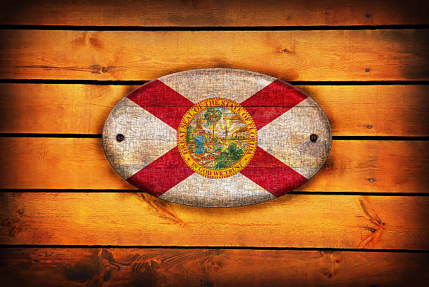 Wooden Florida flag. A Florida flag on brown wooden planks. florida us state photos stock pictures, royalty-free photos & images