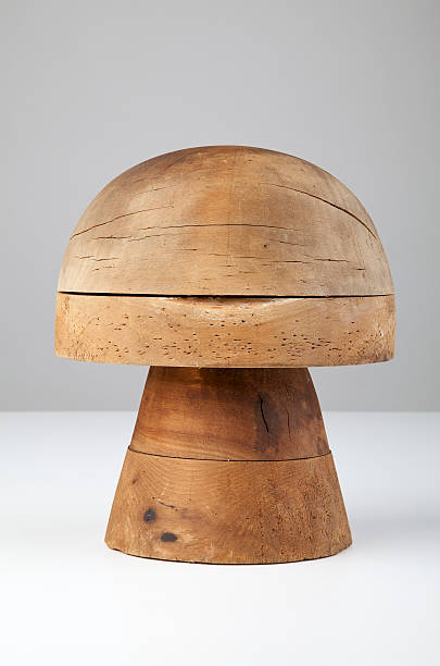 Wooden form for hats stock photo