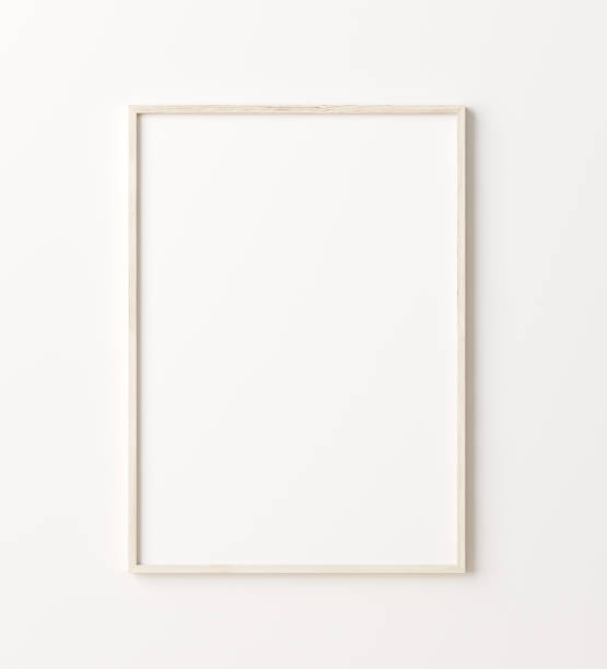 Wooden frame mockup close up on wall Wooden frame mockup close up on wall, 3d render picture frame stock pictures, royalty-free photos & images