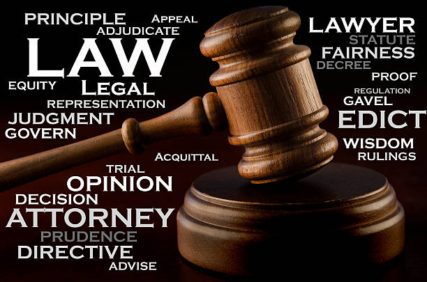 Wooden gavel and law concept stock photo