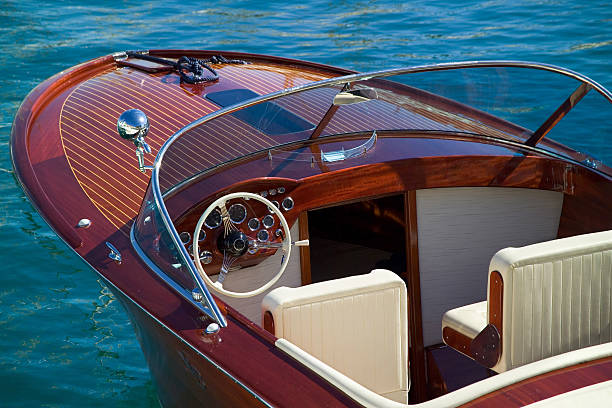 Wooden Luxury Tender at Monaco Wooden Luxury Tender at Monaco motorboat stock pictures, royalty-free photos & images
