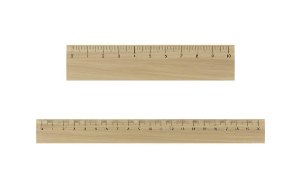 3D Wooden Ruler On White Background stock photo