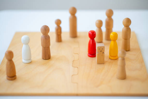 wooden systemic board for psychotherapy stock photo
