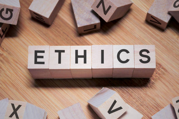 ETHICS Word In Wooden Cube Word In Wooden Cube morality stock pictures, royalty-free photos & images
