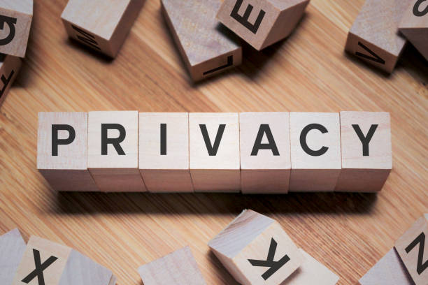 privacy parola in cubo di legno - privacy foto e immagini stock