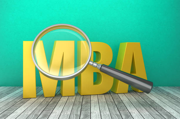 3D Word MBA with Magnifying Glass - 3D Rendering  mba stock pictures, royalty-free photos & images