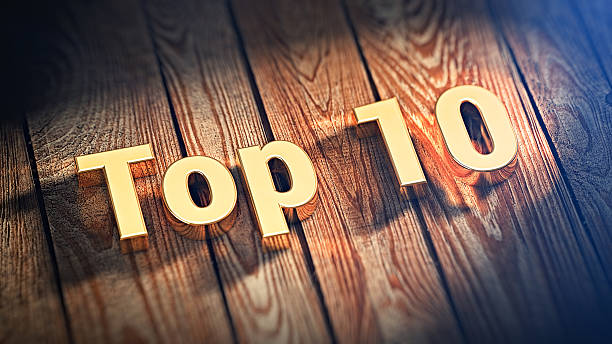 Word Top 10 on wood planks stock photo